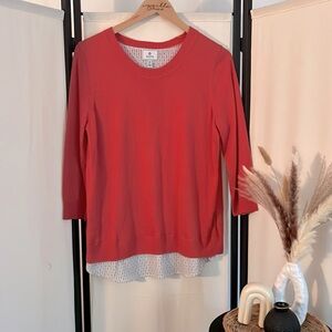 ✨Susina Coral Accent Back Lined Long Sleeve
